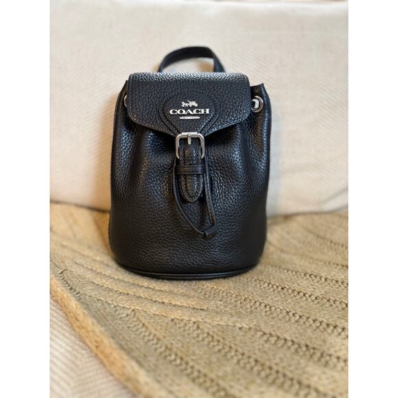 Coach Amelia Convertible Backpack Black Leather CL408 Crossbody/Shoulder - Picture 2 of 11